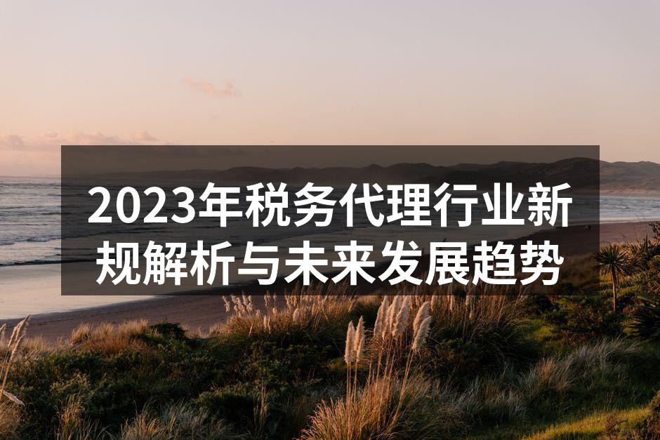 2023年税务代理行业新规解析与未来发展趋势